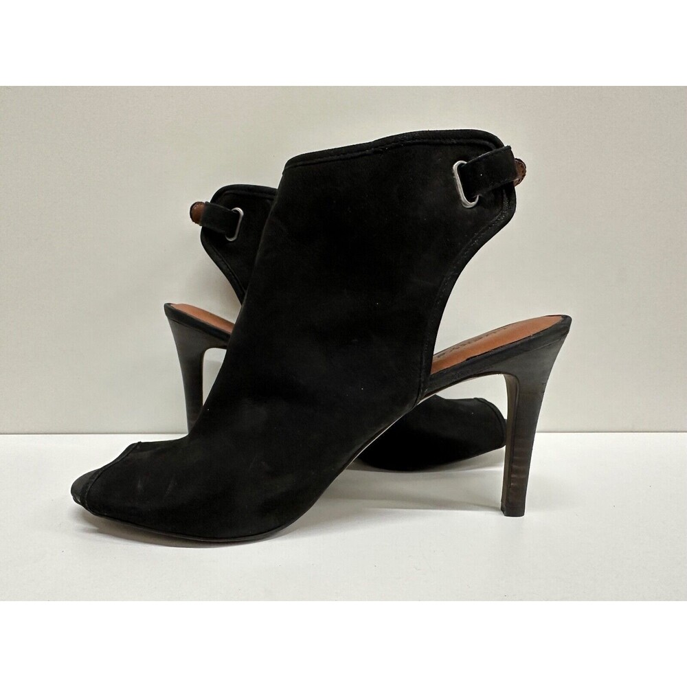 Lucky Brand women size 9.5M black suede upper buckle heel ankle shoe strap shoes - Picture 4 of 12